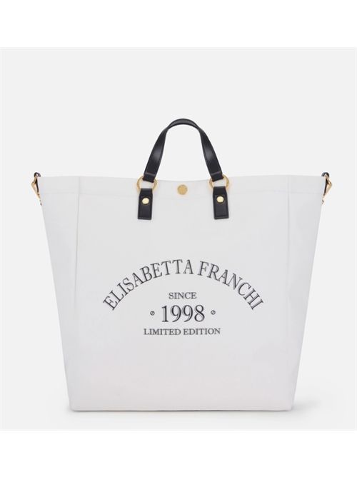 TOTE IN CANVAS ELISABETTA FRANCHI | BS14A62E2309 avorio/nero